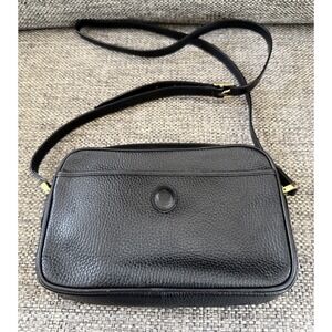 Authentic Vintage Mark Cross Black Caviar Pebbled Leather Messenger Crossbody